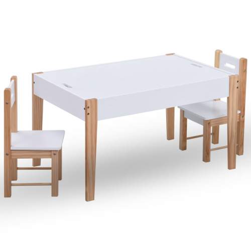 3dílná sada dětského tabulového stolu a židlí černobílá