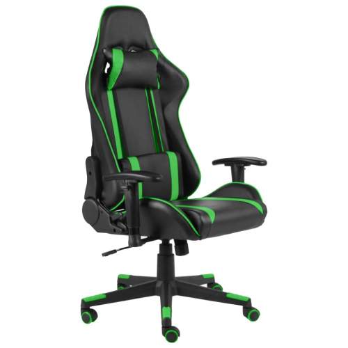 Otočná herní židle zelená PVC