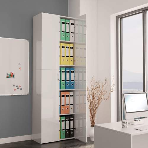 Kancelářská skříň bílá vysoký lesk 60 x 32 x 190 cm dřevotříska