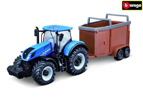 Bburago 1:50 Farm Traktor New Holland s vlečkou pro koně