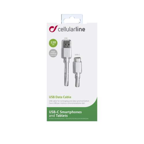 CELLULARLINE s konektory USB-A a USB-C, 1,2m