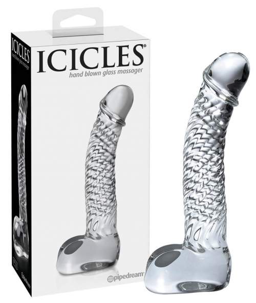 Icicles No. 61 - testicle, penis glass dildo (transparent)