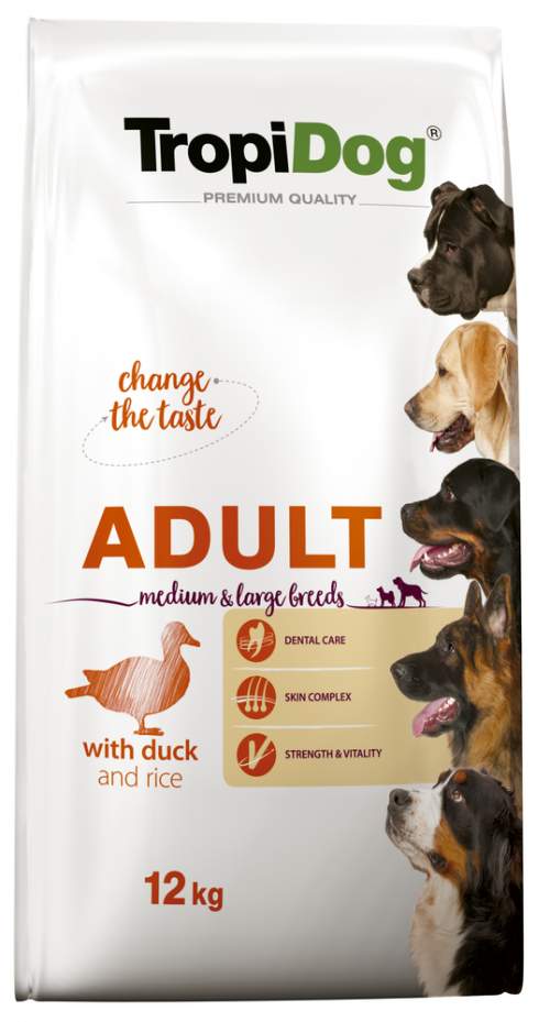 TROPIDOG Premium adult medium & large breed s kachnou a rýží 12kg