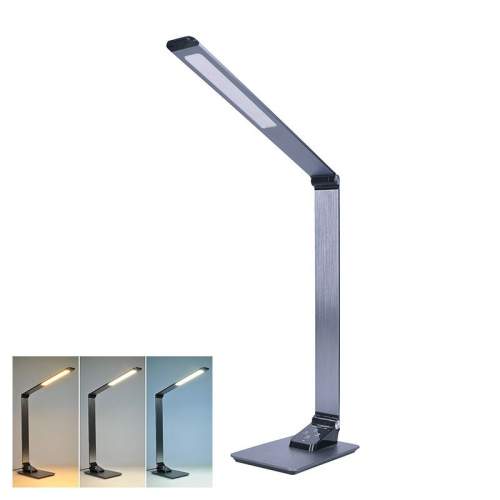 Solight LED stolní lampička stmívatelná 10W indukční nabíjení změna chromatičnosti, hliník, šedá