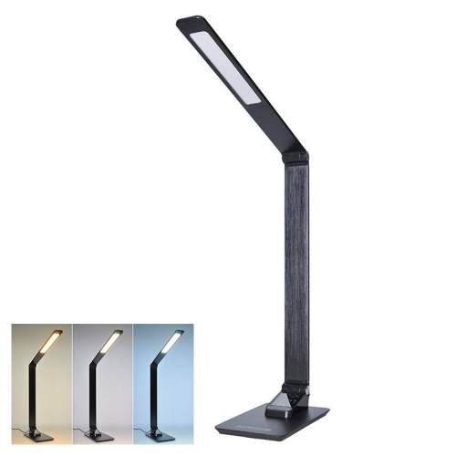 Solight LED stolní lampička stmívatelná 8W display změna chromatičnosti, hliník, černá