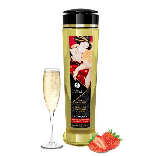 Shunga Romance Strawberry Wine masážní olej 240 ml