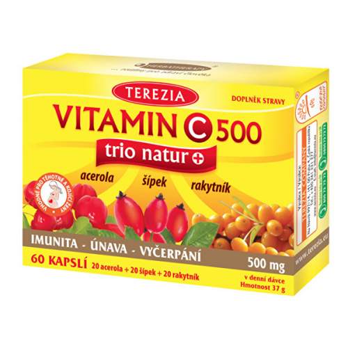 TEREZIA Vitamin C 500mg trio natur+ cps.60