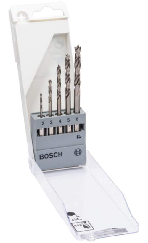 Bosch 6-ti hran 1/4 sada vrtáku do dreva 2,3,4,5,6mm