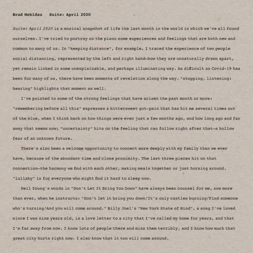 Brad Mehldau – Suite: April 2020 CD