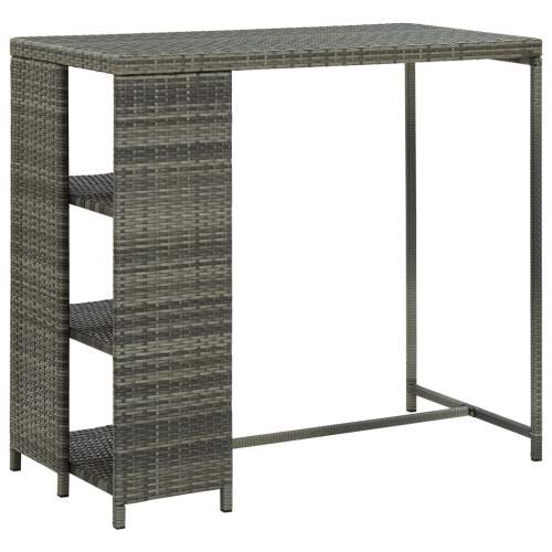 Barový stolek s úložným regálem šedý 120x60x110 cm polyratan