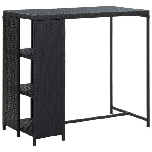 shumee Barový stolek s úložným regálem černý 120x60x110 cm polyratan