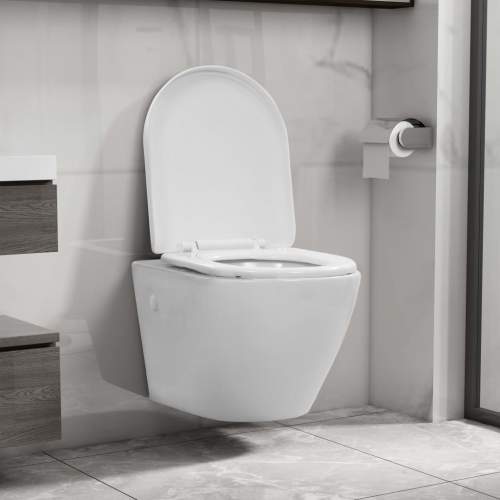 shumee Závěsné WC bez okraje keramické bílé