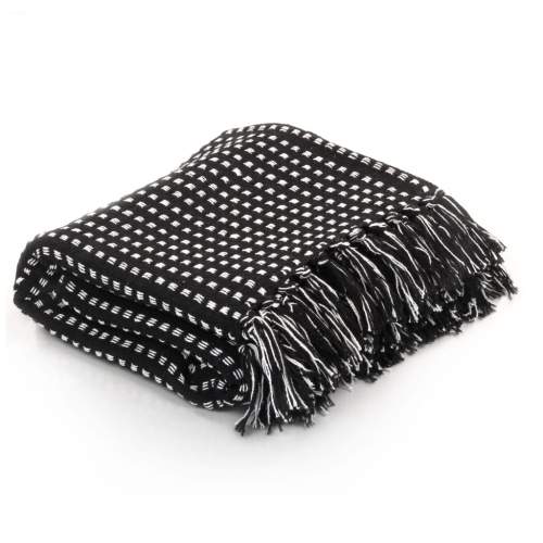 shumee Bavlněná deka se čtverečky 220 × 250 cm černá