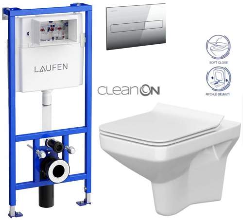 LAUFEN CW1 SET s chromovým tlačítkem + WC CERSANIT CLEANON COMO + SEDÁTKO