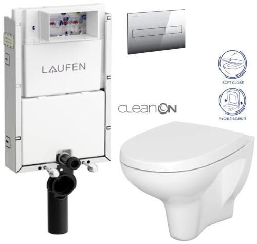 LAUFEN Podomít. systém LIS TW1 SET s chromovým tlačítkem + WC CERSANIT ARTECO CLEANON + SEDÁTKO H8946630000001CR AT1