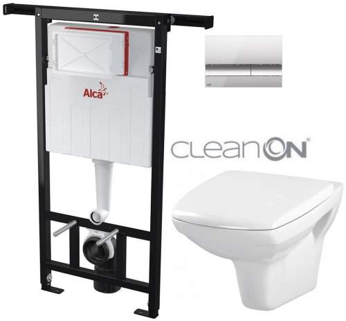 ALCAPLAST Jádromodul předstěnový instalační systém s chromovým tlačítkem M1721 + WC CERSANIT CLEANON CARINA + SEDÁTKO AM102/1120 M1721 CA1