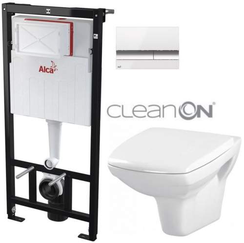 ALCAPLAST Sádromodul předstěnový instalační systém s bílým/ chrom tlačítkem M1720-1 + WC CERSANIT CLEANON CARINA + SEDÁTKO AM101/1120 M1720-1 CA1