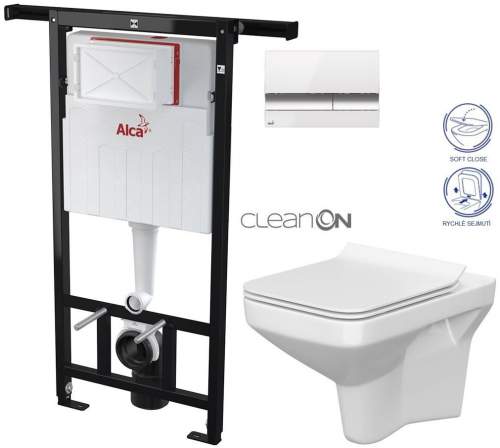 ALCAPLAST Jádromodul předstěnový instalační systém s bílým/ chrom tlačítkem M1720-1 + WC CERSANIT CLEANON COMO + SEDÁTKO AM102/1120 M1720-1 CO1