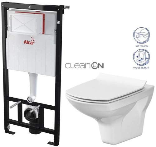 ALCAPLAST Sádromodul předstěnový instalační systém bez tlačítka + WC CERSANIT CLEANON CARINA + SEDÁTKO AM101/1120 X CA3