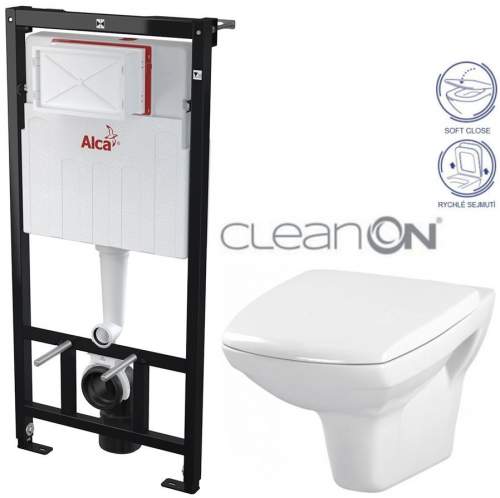 ALCAPLAST Sádromodul předstěnový instalační systém bez tlačítka + WC CERSANIT CLEANON CARINA + SEDÁTKO AM101/1120 X CA2