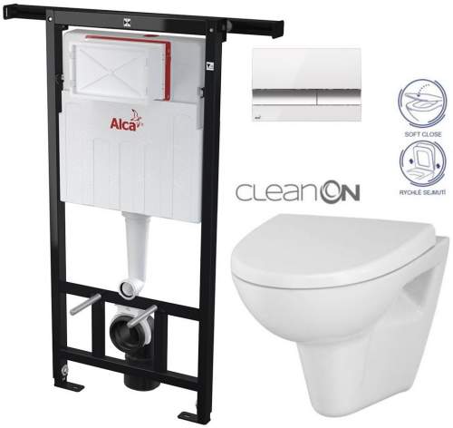 ALCAPLAST Jádromodul předstěnový instalační systém s bílým/ chrom tlačítkem M1720-1 + WC CERSANIT CLEANON PARVA + SEDÁTKO AM102/1120 M1720-1 PA1