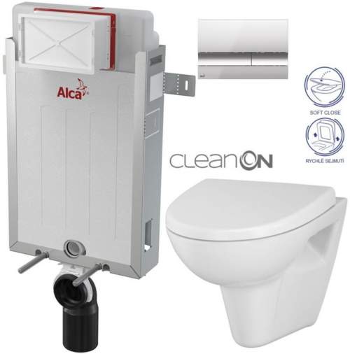 ALCAPLAST Renovmodul předstěnový instalační systém s chromovým tlačítkem M1721 + WC CERSANIT CLEANON PARVA + SEDÁTKO AM115/1000 M1721 PA1