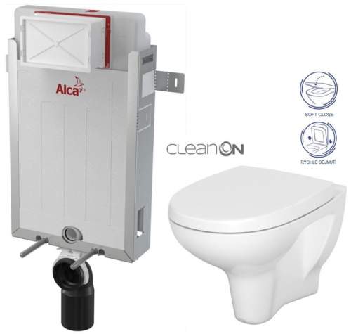 ALCAPLAST Renovmodul předstěnový instalační systém bez tlačítka + WC CERSANIT ARTECO CLEANON + SEDÁTKO AM115/1000 X AT1