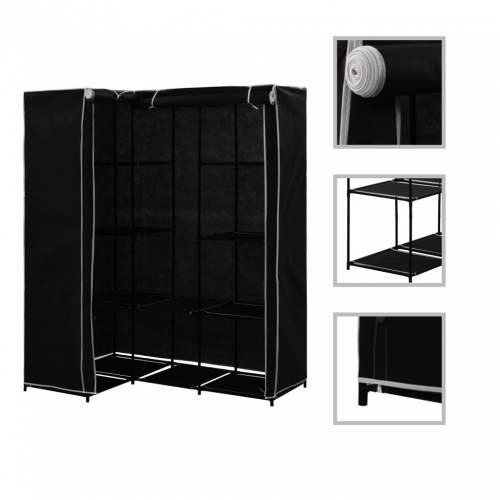 Shumee Rohová šatní skříň černá 130 × 87 × 169 cm