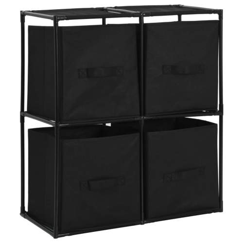 Shumee Úložná skříňka se 4 textilními košíky černá 63x30x71 cm ocel