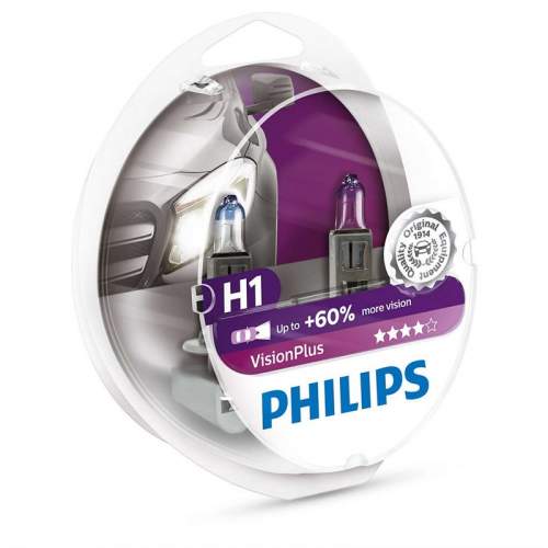 Autožárovka Philips VisionPlus, 36322728, 12 V, H1, P14.5s, čirá, 2 ks
