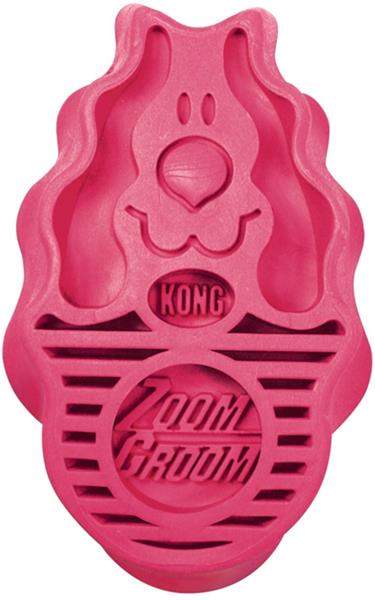 KONG Kartáč gumový ZoomGroom růžový L