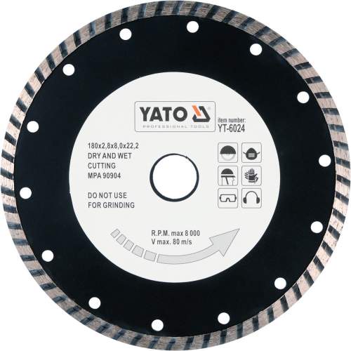 YATO Kotouč diamantový 180 x 22,2 x 2,8 mm turbo, YT-6024