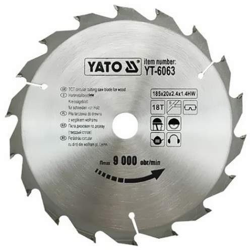 YATO Kotouč na dřevo 185 x 20 mm 18z, YT-6063