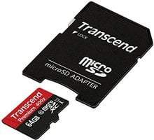 TRANSCEND MicroSDXC karta 64GB Premium, Class 10 UHS-I 400x (R:85/W:35 MB/s) + adaptér - TS64GUSDU1