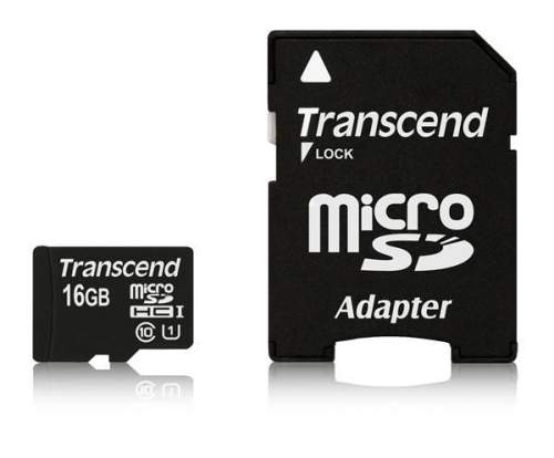 Transcend Micro SDHC Premium 400x 16GB 60MB/s UHS-I + SD adaptér TS16GUSDU1