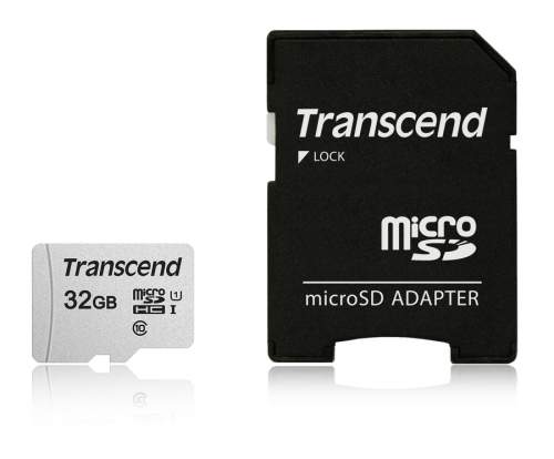 TRANSCEND MicroSDHC karta 32GB 300S, UHS-I U1 + adaptér TS32GUSD300S-A