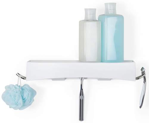 Bílá nástěnná samodržící polička Compactor Clever Flip Shower Shelf