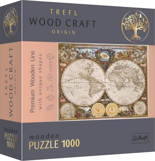 TREFL Wood Craft Dřevěné puzzle Antická mapa světa 1000 dílků