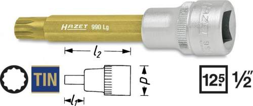 Nástrčný klíč Hazet 10 mm, čtyřzub (XZN), 1/2", Speciální ocel 990LG-10
