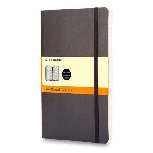 Moleskine - zápisník v měkkých deskách - vel. L, 13 × 21 cm, linkovaný, černý