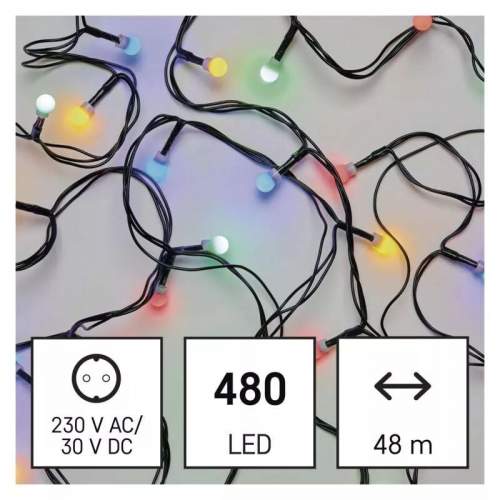 EMOS LED vánoční cherry řetěz 48 m multicolor