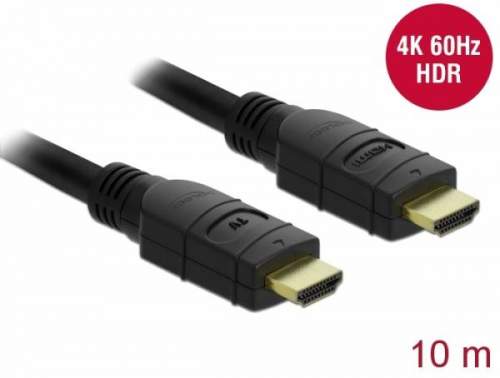Delock - Vysoká rychlost HDMI s kabelem Ethernet - HDMI s piny (male) do HDMI s piny (male) - 10 m - trojnásobně stíněný - černá - podporuje 4K, aktivní - 85284