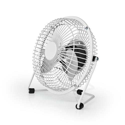 NEDIS stolní ventilátor/ průměr 15 cm/ výkon 3 W/ napájení z USB/ kovový/ bílý