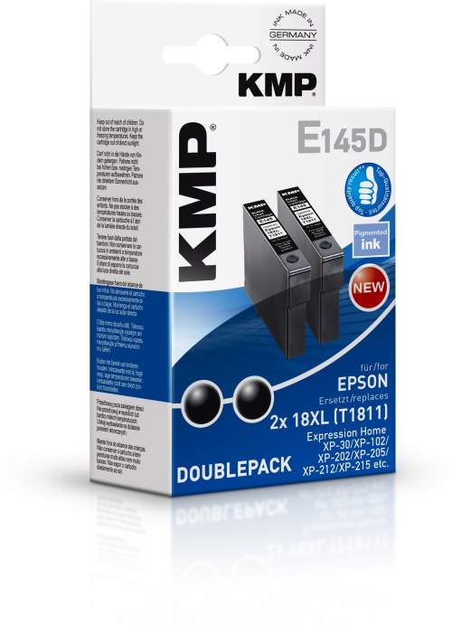 KMP Ink náhradní Epson T1811, 18XL kompatibilní Dual černá E145D 1622,4021