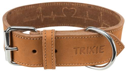 Trixie Rustic kožený obojek Heartbeat - hnědá L-XL:55-65cm/40mm