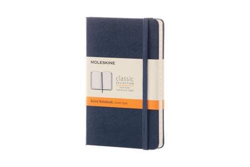 Moleskine - zápisník v tvrdých deskách - vel. S, 9 × 14 cm, linkovaný, modrý