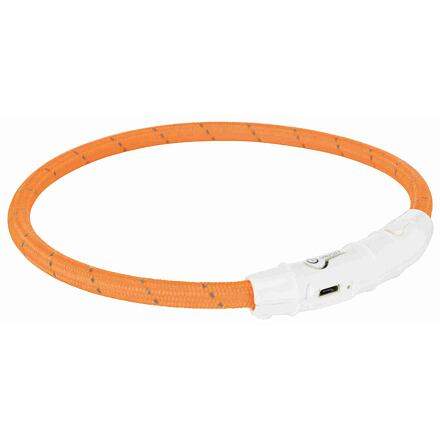 TRIXIE Svítící kroužek USB na krk L-XL 65 cm/7 mm oranžový