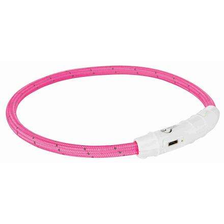 TRIXIE Svítící kroužek USB na krk M-L 45 cm/7 mm růžový