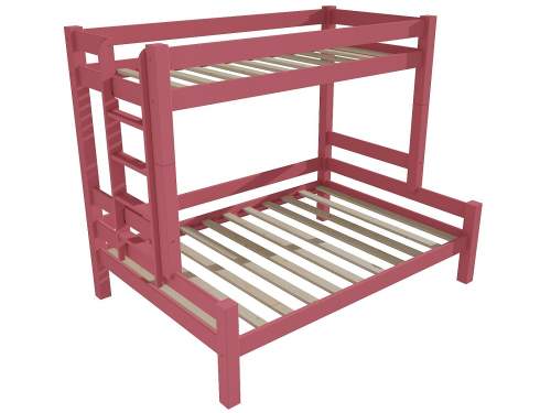 Patrová postel s rozšířeným spodním lůžkem 8X8 06B Rozměr: 90/120 x 200 cm, Umístění žebříku: vlevo, Barva: barva růžová
