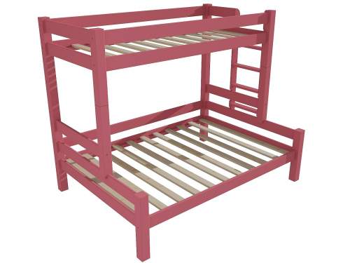 Vomaks Patrová postel s rozšířeným spodním lůžkem 8X8 06B Rozměr: 90/120 x 200 cm, Umístění žebříku: vpravo, Barva: barva růžová